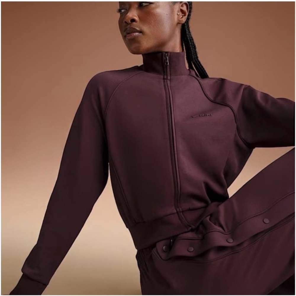NWT NIKE X SKIMS CURRANT MATTE TRICOT TRACK CROPPED JACKET WOMEN MEDIUM - Picture 8 of 9